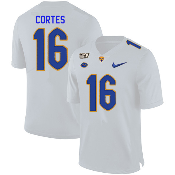 2019 Men #16 Jake Cortes Pitt Panthers College Football Jerseys Sale-White